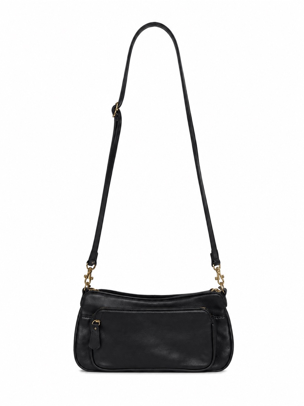 Giani Bernini Black Leather Shoulder Bag with Gold-Tone Hardware